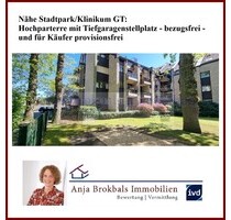 Nähe StadtparkKlinikum GT: Hochparterre mit Tiefgaragenstellplatz - bezugsfrei - für Käufer provisionsfrei - Gütersloh
