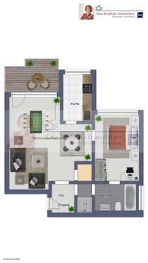 Wohnung im Hochparterre mit Balkon - 