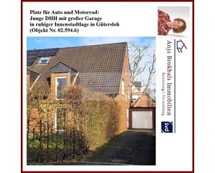Platz für Auto und Motorrad: DHH, gr. Garage, ruhige Innenstadtlage - provisionsfrei für Käufer in Gütersloh