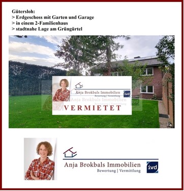 ANGEBOT IST VERMIETET - Gütersloh: Erdgeschoss mit Garten und Garage in einem 2 Familienhaus, stadtnahe Lage am Grüngürtel