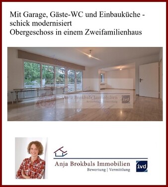 Repräsentativer Wohnbereich - Mit Garage, Gäste-WC und Einbauküche - schick modernisiert -Obergeschoss in einem Zweifamilienhaus