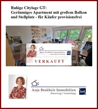 02.557.VERKAUFT - Ruhige Citylage GT: Geräumiges Apartment mit großem Balkon und Stellplatz - für Käufer provisionsfrei