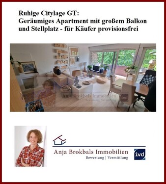 Raumwunder in guter Lage - Ruhige Citylage GT: Geräumiges Apartment mit großem Balkon und Stellplatz - für Käufer provisionsfrei