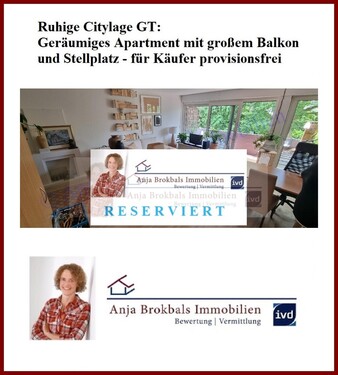 02.557.RESERVIERT - Ruhige Citylage GT: Geräumiges Apartment mit großem Balkon und Stellplatz - für Käufer provisionsfrei