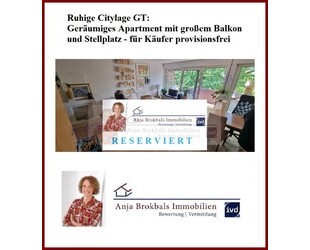 Ruhige Citylage GT: Geräumiges Apartment mit großem Balkon und Stellplatz - für Käufer provisionsfrei - Gütersloh