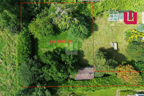 Luftbild mit Fläche - WINDISCH IMMOBILIEN - Grundstück in Orsrandlage mit genehmigter Planung für ein Doppelhaus