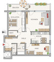 Wohnungsgrundriss - 3 Zimmer Erdgeschoßwohnung zur Miete in Gröbenzell