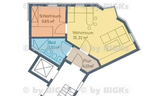 Ansicht1 - BIGKs: Suhl-Mitte: vollmöblierte 2 Zimmer Wohnung mit Duschbad und offener Küche (-;)
