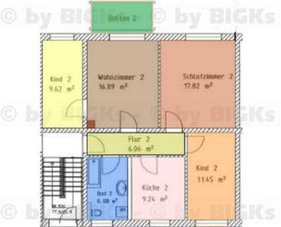 BIGKs - Schleusingen: 4 Raum Wohnung, sep. Küche und Balkon (-;)