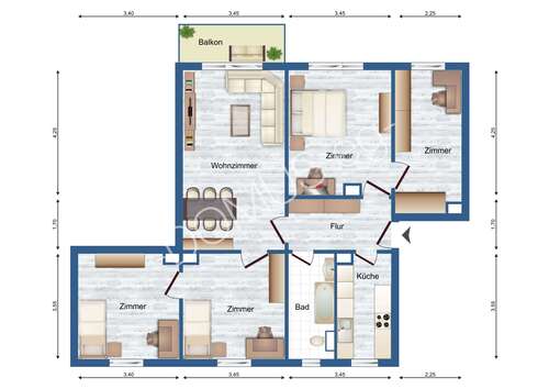 Annaburg Grundriss 5 Zimmer - Für den gehobenen Anspruch - 5 Zimmer WG geeignet, frisch renoviert mit Balkon!
