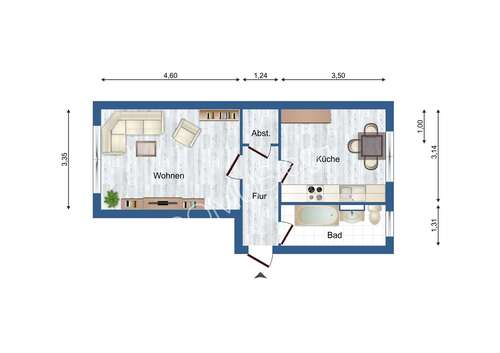 12430 - W11+12R 1 Zimmer - Renovierte 1 Zimmer Wohnung mit Einbauküche!