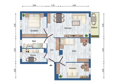 12398 - Für den gehobenen Anspruch -frisch renoviert. Gut geschnittene 4 Zimmer mit Balkon und Einbauküche!