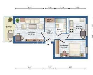 Praktische 2 Zimmer-Wohnung mit Balkon und Einbauküche - Schmölln