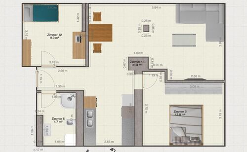 Grundriss - Renovierte Dachgeschosswohnung mit Klimaanlage, Kaltmiete 650 