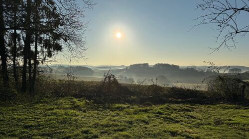 Fernblick vom Grundstück morgens - Provisionsfrei* Privatverkauf: Exklusives Luxus-Villen-Grundstück mit traumhaften Fernblick