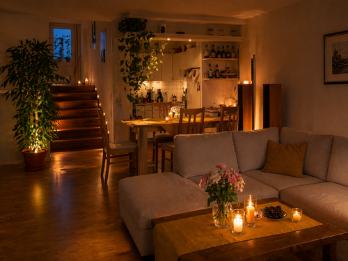 Wohnraum Abend - 2 Zimmer Maisonettenwohnung zum Kaufen in Rodgau