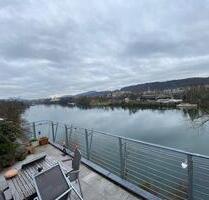 zweistöckige Traumwohnung m. 2 Balkonen direkt am Rhein Rheinfelden-ideal für Schweizer-700 Meter von der Grenze