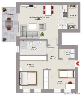 Grundriss Wohnung 1 - Exklusive Neubauwohnungen im Zentrum von Ostercappeln