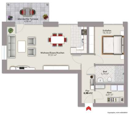 Grundriss Wohnung 2 - Exklusive Neubauwohnungen im Zentrum von Ostercappeln