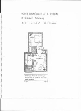 Grundriss 2-Zi-Whg-1 - 2-Zi-Whg., 45qm, mit Loggia - 380,00 EUR Kaltmiete, ca.  45,00 m² Wohnfläche