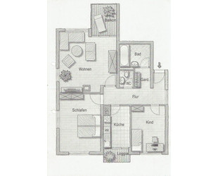 WG geeignete 3 Zimmer Wohnung - 1.250,00 EUR Kaltmiete, ca.  83,00 m² Wohnfläche in Stuttgart (PLZ: 70599)