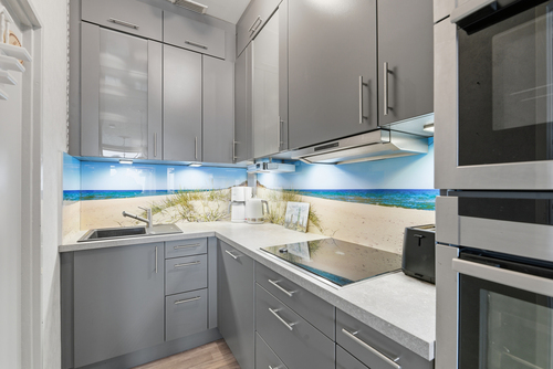 Neuwertige Pantry-Kitchen mit Kochfeld und Ofen - 2 Zimmer Etagenwohnung in Sierksdorf