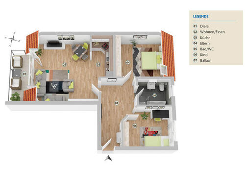 Grundriss_Neu - Großzügige 3-Zimmer-Wohnung mit Balkon und Einbauküche in Nürtingen-Raidwangen