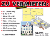 Wohnung frei II.OG r. 2026 - sonnige 3-Zimmer-Whg. frei - 593,00&nbsp;EUR Kaltmiete, ca.&nbsp; 73,00&nbsp;m&sup2;&nbsp;Wohnfl&auml;che