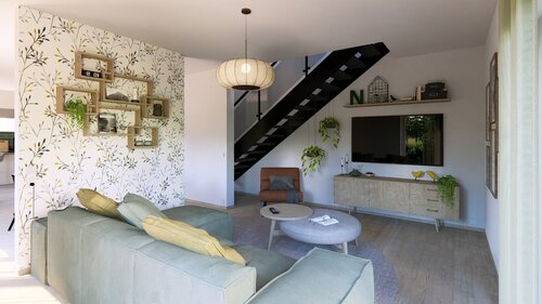 Offenes Wohnzimmer mit Charme - 