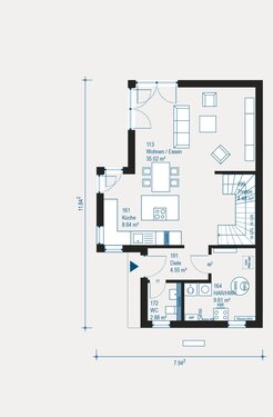 Double 9 Erdgeschoss - 5 Zimmer Doppelhaushälfte zum Kaufen in Friedrichshafen
