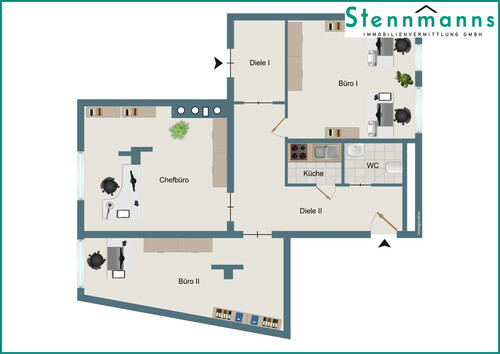 Büroräume mit schöner Aufteilung direkt am Stadtzentrum - EBENERDIGE ATTRAKTIVE BÜRORÄUME IM STADTZENTRUM VON RADEVORMWALD