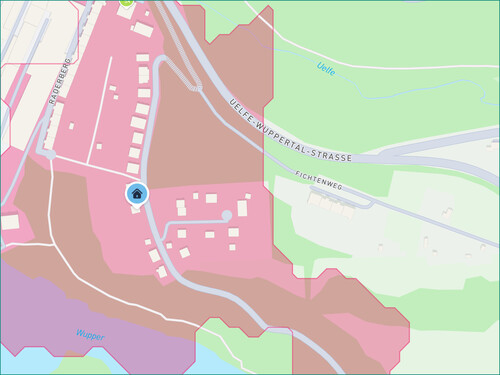Lageplan mit Kartenausschnitt Bergstraße 14 42477 Radevormwald - 4.5 Zimmer Einfamilienhaus zum Kaufen in Radevormwald