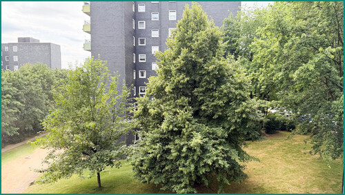 Blick vom Balkon in die Parkanlage - 