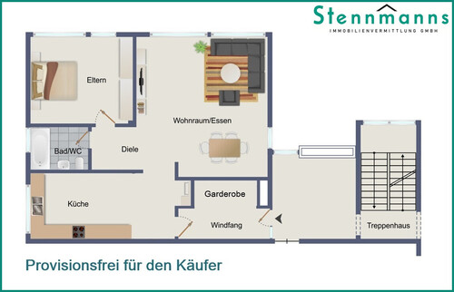 Wohnung im 2. Obergeschoss hinten links - 2-ZIMMER-EIGENTUMSWOHNUNG IN GUTER LAGE AM STADTZENTRUM VON RADEVORMWALD, PROVISIONSFREI !