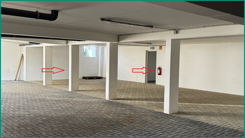 Blick in die Tiefgarage mit Hausfluranbindung - 