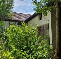 Halle mit weiteren großen Nebengebäuen, Einfamilienhaus mit bezauberndem Charme, weiteres kl. Einfamilienhaus und Garagen in 97535 Wasserlosen-Burghausen, von Würzburg 28 Minuten entfernt (ID 10210)