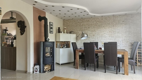 Essbereich V-741 mit Schwedenofen - 4 Zimmer Etagenwohnung in Freilassing