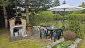gemütliche Ecke mit Außenkamin - Ferienhaus mit 36,00 m&sup2; in Wokuhl-Dabelow / Carolinenhof zum Kaufen