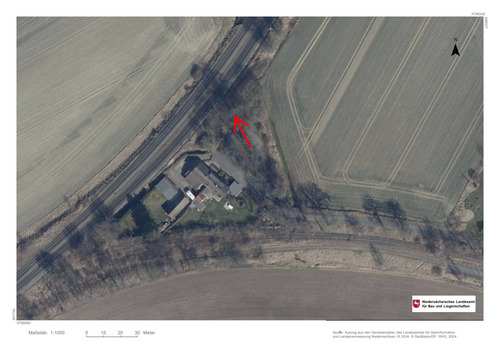 Luftbild markiert - Grundstück in Goslar-Hahndorf zum Kaufen