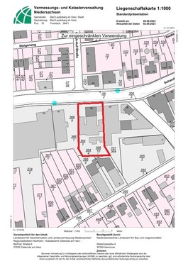 Liegenschaftskarte - Mehrfamilienhaus, Wohnhaus mit 100,00 m&sup2; in Bad Lauterberg im Harz zum Kaufen