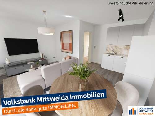 Wohnzimmer - „Klein, fein & stilvoll – 3 Zimmer mit Balkon und Einbauküche auf dem beliebten Kaßberg“