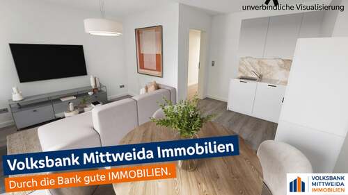 Wohnzimmer - „Klein, fein & stilvoll – 3 Zimmer mit Balkon und Einbauküche auf dem beliebten Kaßberg“