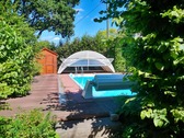Pool mit zurückschiebbarer Überdachung - 