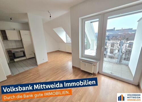 Wohn-Schlafbereich - 1-Zimmer-Appartment mit Balkon in Seniorenwohnanlage auf dem Kaßberg!
