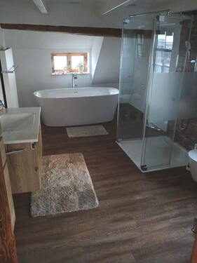 Bad mit Wanne, Dsuche und WC - 1- Zimmerwohnung mit 48,60 m² in Mittweida zur Miete