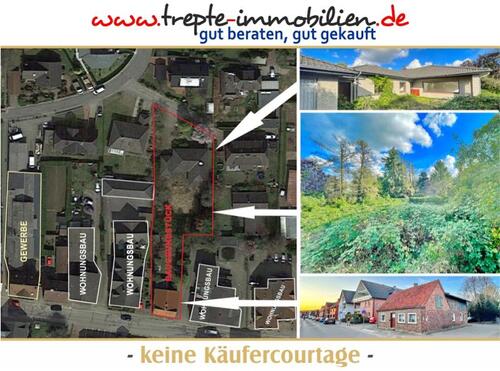 Hauptbild - Geschosswohnungsbaugrundstück + freier Walmdachbungalow + vermietetes Haus im Herzen der Kur-und Rolandstadt Bad Bramstedt