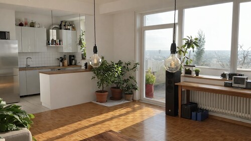 Wohnzimmer/Küche - 2 Zimmer Dachgeschoßwohnung in München