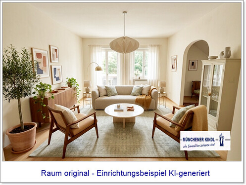KI_Wohnzimmer_außen - 4 Zimmer Dachgeschoßwohnung zum Kaufen in Starnberg