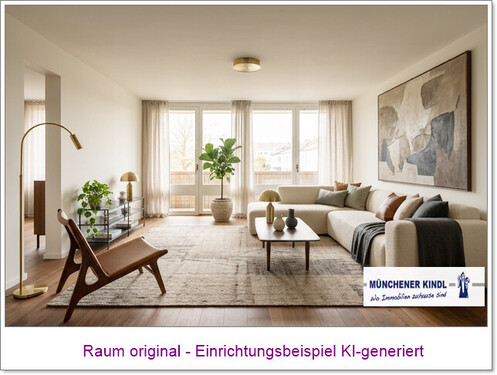 Wohnzimmer_KI_luwai_MueKi - 2 Zimmer Etagenwohnung zum Kaufen in Germering