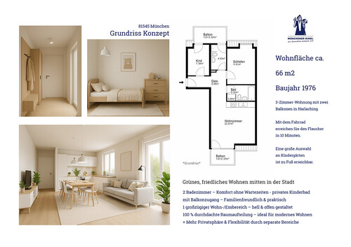 Klobensteiner Str. 39, 81545 München - Lichtdurchflutete 3-Zimmer-Wohnung mit zwei Balkonen in München-Harlaching